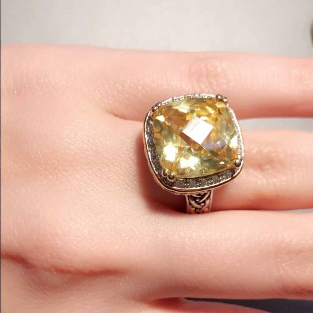 Designer inspired canary cable ring size 8/9